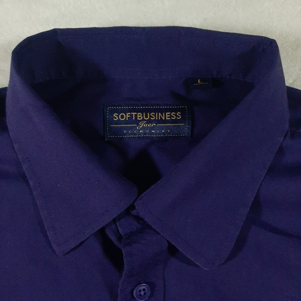 SOFTBUSINESS Men's Dress Shirt Purple Long Sleeve Button Down Size L Techshirt